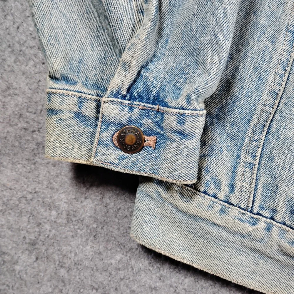 Vintage Katana Jeans Denim Trucker Jacket Light Wash Blue Mens Size Medium‎ M